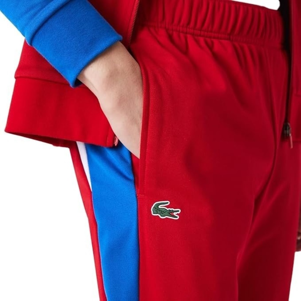 Lacoste Men's SIZE 4‎ -M~ Sport Run-Resistant Tennis Trackpants~Red / Blue~NWT